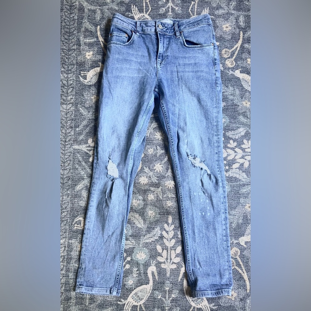 ASOS Blue Skinny Jeans with Knee Distressing